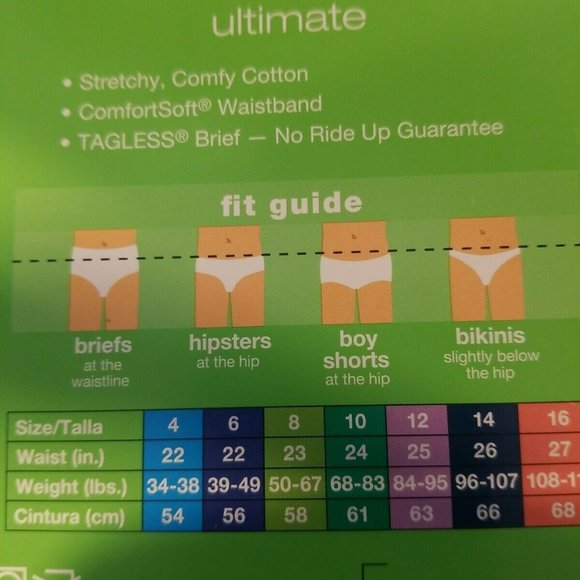 Hanes Bottoms Girls Hanes Ultimate 4 Pack Brief Panties New 2
